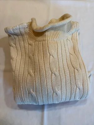 LIZWEAR Vintage Classic Cream Cable Knit Women’s Sweater Size Large thumbnail 6