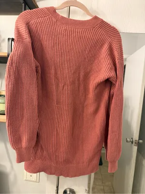 LOFT Dusty Rose Chunky Knit Button Cardigan thumbnail 5