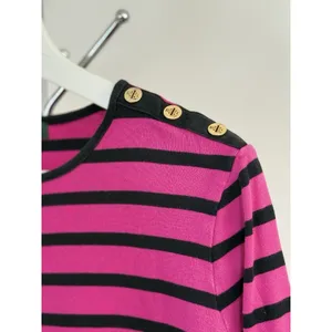 Lauren Ralph Lauren Shirt Womens Size L Pink Black Striped Long Sleeve Preppy thumbnail 5