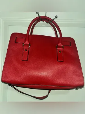 Michael Kors Hamilton Satchel Red grained leather. thumbnail 2