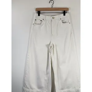 GANNI Womens Jeans White Denim Organic Cotton High Rise Cropped Wide Leg Size 27 thumbnail 5