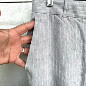 Ann Taylor Womens Pants Career Gray White Pinstripe Linen Blend 8 thumbnail 6