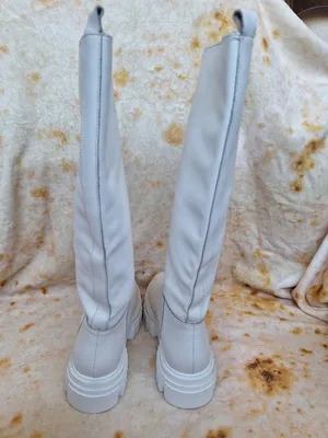 Marc Fisher LTD Malena White Leather Tall Lug Sole Platform Boots Size 8.5 thumbnail 7