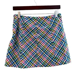 URBAN OUTFITTERS LANDON SEAMED BLUE CHECKERED PLAID COTTON Preppy Skirt M thumbnail 6