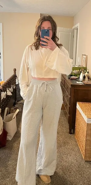 lululemon athletica Cream Cropped Long-Sleeve Top thumbnail 1