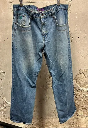 Rocawear Y2K Vintage Baggy Oversized Straight Leg Embroidered Pocket Jeans 38 thumbnail 1