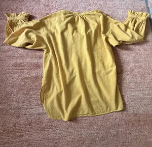 Jade Women’s M Mustard Yellow Ruffle Neck Textured Blouse thumbnail 8
