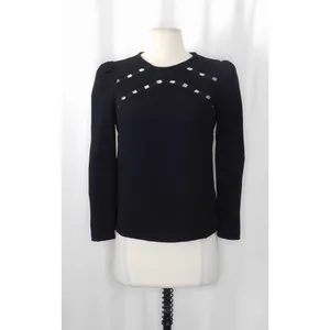 BA&SH Black Corus Top Blouse Cutout Details Solid Cut-Outs Bash Size 0 US Size 4 thumbnail 2