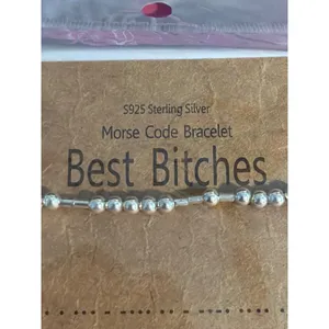 Sterling Silver Morse Code Bracelet "Best Bitches" Handmade Adjustable Jewelry thumbnail 2