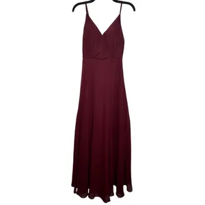 JJ's House Floor Length Bridesmaid Gown in Burgundy With Slit And Low Back Size 0 thumbnail 3