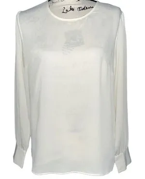 Ann Taylor Factory off-white long sleeve‎ blouse small thumbnail 1