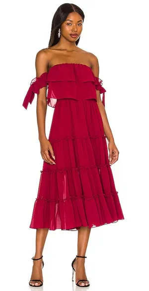 Misa Los Angeles X REVOLVE Micaela Dress Burgundy Womens Medium thumbnail 1