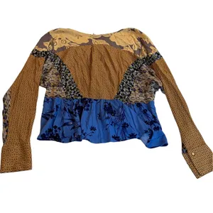 Boho Free People Patchwork Blouse Size Small thumbnail 3