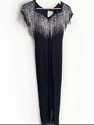 Alyce Designs Cascading Beads Formal Maxi Dress Gown 8 thumbnail 11