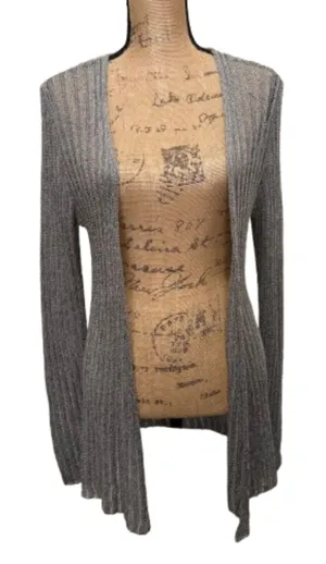 NWT Gap‎ Lightweight Knit Slim Cardigan Silver Metallic Wool Alpaca Size Large thumbnail 1