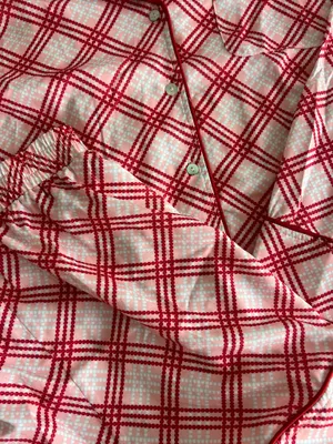 Peach Love California Pink and Red Plaid Pajama Set thumbnail 2