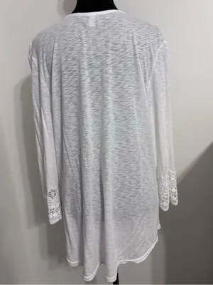 Saks Fifth Avenue women’s white crochet tunic size Large romantic cottagecore thumbnail 6
