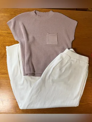 NWOT Two Piece Knitted Sweater Set Tan Size L thumbnail 8