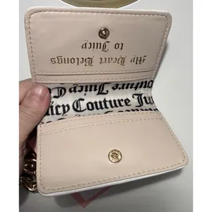 Juicy Couture White Heart Debossed Card Case Wallet‎ Key Fob Gold Chain NWT Y2K thumbnail 6