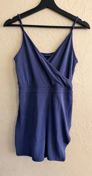 Abercrombie & Fitch Navy Wrap-Front Spaghetti Strap Romper thumbnail 1