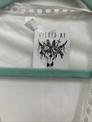 New with tags Wicked AF White Sheer Dress with Embroidered Trim Size M thumbnail 3
