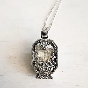 Artisan Crafted Perfume Bottle Pendant Necklace Rhinestone Embellishment thumbnail 3