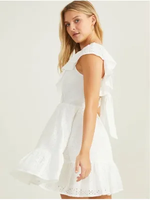 Altar’d State White Eyelet Mini Dress Women's Size L NWT thumbnail 5