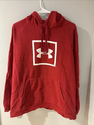Under Armour Red Hooded Sweatshirt with White Logo thumbnail 1