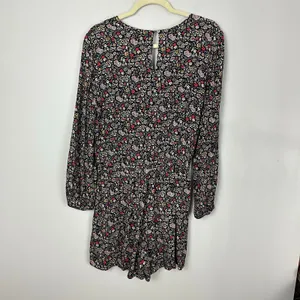 Ann Taylor Loft Ditsy Dark Floral Black Long Balloon Sleeve Romper Size Medium thumbnail 6