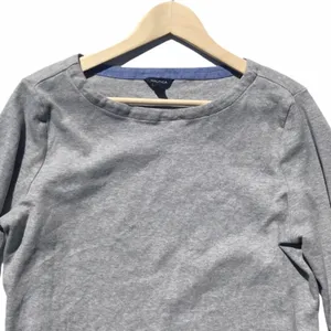 Nautica Chambray Boat Neck Gray Cuff Sleeve Top‎ thumbnail 3