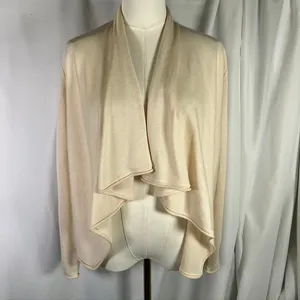 Ralph Lauren Womens‎ Drape Open Front Cardigan Sweater Knitwear Cream Luxury thumbnail 12