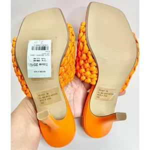 AQUA‎ Woven Sandals Size 7 Orange High Heel Open Square Toe NEW thumbnail 9