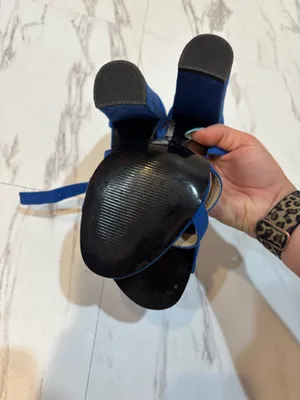 Blue Suede Block Heels Size 6 thumbnail 4