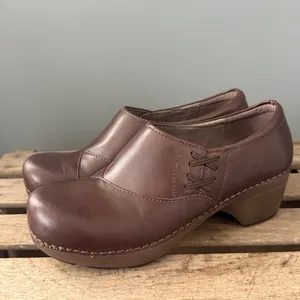 Dansko Stacie Brown Leather Slip-On Clogs Size 6.5-7 EU 37‎ Booties Fall A25 thumbnail 2