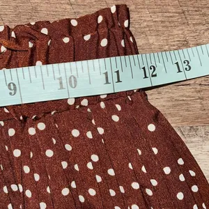 Exlura Women's High Waist Elastic Polka Dot Pleated Midi Tiered Skirt Brown Sma thumbnail 7