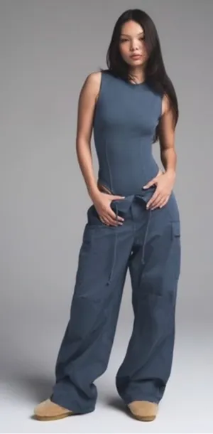 skims outdoor woven wide leg pant Color indigo thumbnail 1