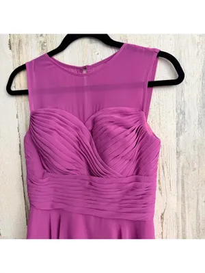 Azazie Women A4 Magenta Pleated Chiffon Fit Flare Formal Dress thumbnail 8