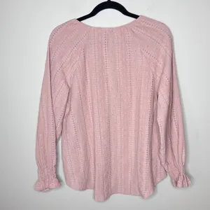 Frye Women's Textured Peasant Dusty Rose Top Aztec Pattern‎ Blouse Medium Boho thumbnail 5