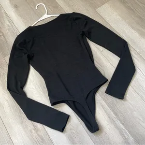 Wilfred Wrap Bodysuit long sleeve womens Black (small) fitted going out party thumbnail 4