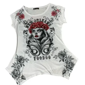 Maxi & Co Lagenlook Voodoo Graphic Tunic Women S White Sugar Skull Rose‎ Top thumbnail 1