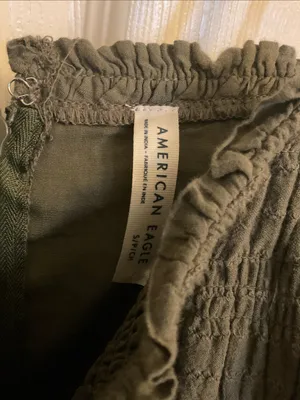 American Eagle Smocked Midi Dress in Olive Green – Size Small thumbnail 5