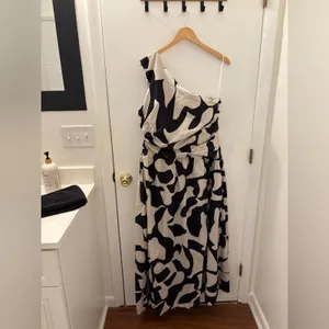 Abercrombie & Fitch One Shoulder Cut Out Maxi Dress Size large Tall Pockets thumbnail 5