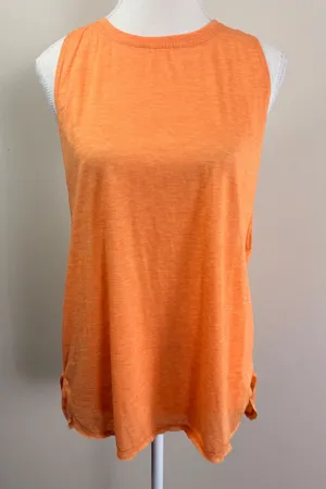 Icyzone Womens Orange Heathered Racerback Activewear Tank Top Size Large NWT thumbnail 1