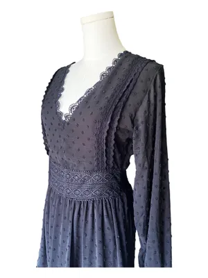Aqua Swiss Dot Crochet Midi Dress thumbnail 2