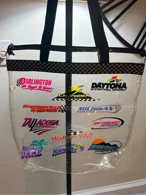 Clear Graphic Logo Tote Bag with Black Trim White thumbnail 6