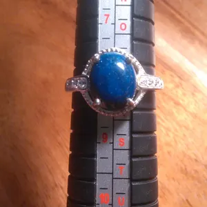 Lapis Lazuli and Simulated White Diamond Sterling Silver Ring (Size 8) thumbnail 4