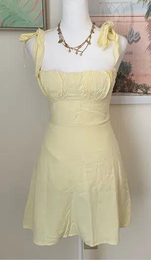 PEPPERMAYO French Kiss Mini Dress in Butter Yellow US 2 thumbnail 1