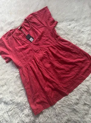 NWT Universal Thread Linen Blend Babydoll Top XL Pink Short Sleeve V-Neck thumbnail 1