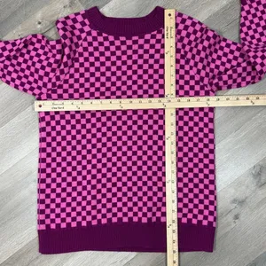 Future Collective Check Pullover Sweater Pink‎ Purple Small Pink thumbnail 13