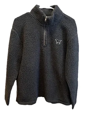 PINK Victoria’s Secret Gray Sherpa 1/4 Zip Pullover Sweatshirt Cozy Warm Size S thumbnail 1
